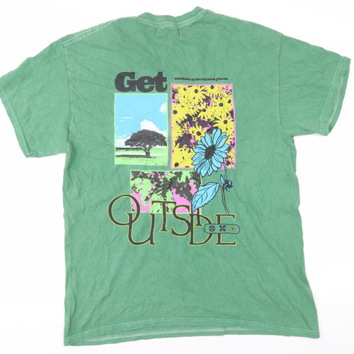 Urban Outfitters Men's Green Oversized Nature T-Shirt