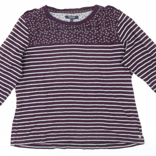 Maine Women's Purple Striped 3/4 Sleeve T-Shirt - Size 16