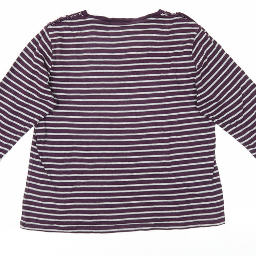 Maine Women's Purple Striped 3/4 Sleeve T-Shirt - Size 16