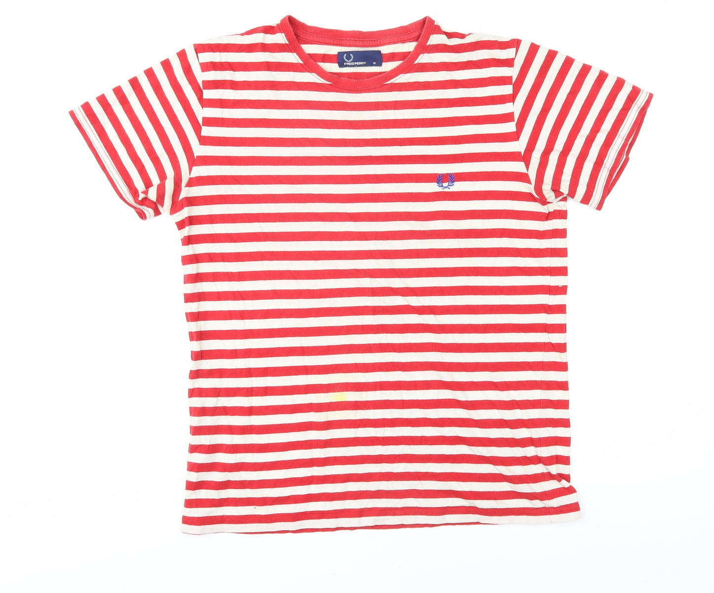 Fred Perry Men's Red Striped Crew Neck T-Shirt Medium