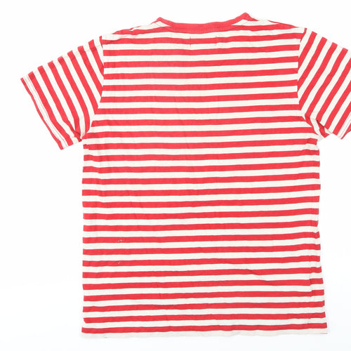 Fred Perry Men's Red Striped Crew Neck T-Shirt Medium