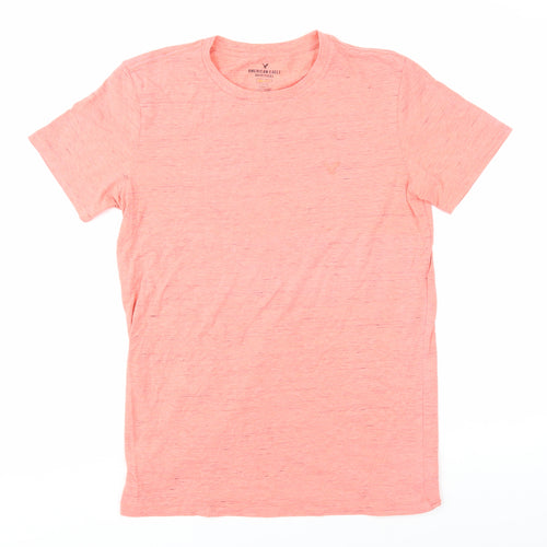 American Eagle Women's Pink Basic T-Shirt, S, Crew Neck