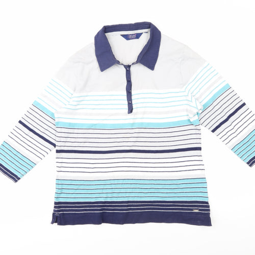 Honor Millburn Unisex White Striped Polo, Size S