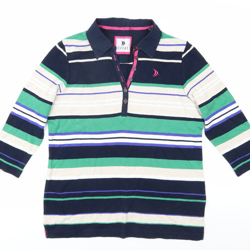 Dash Women's Multicoloured Striped Polo Shirt Size 16