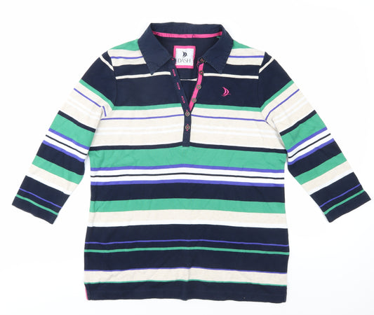 Dash Women's Multicoloured Striped Polo Shirt Size 16