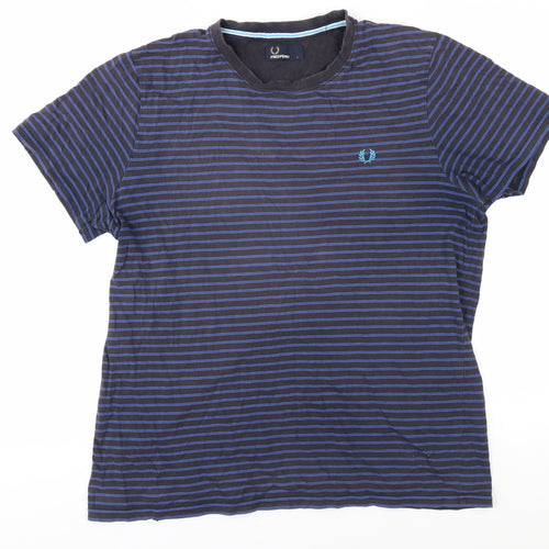 Fred Perry Men's Blue Striped T-Shirt L