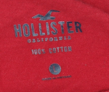 Hollister Men's Red T-Shirt L - Stylish Graphic Tee