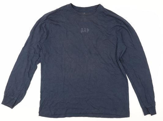 GAP Men's Blue Relaxed Fit Crew Neck Long Sleeve T-Shirt