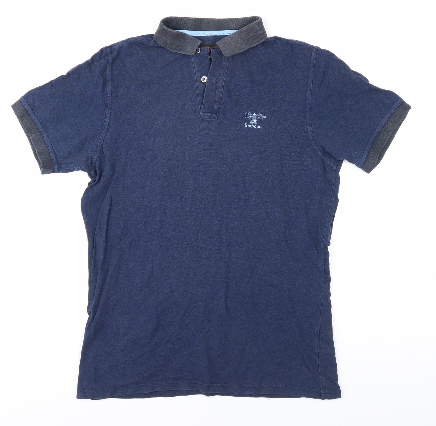 Barbour Men's Blue Polo Shirt Size M Cotton Casual