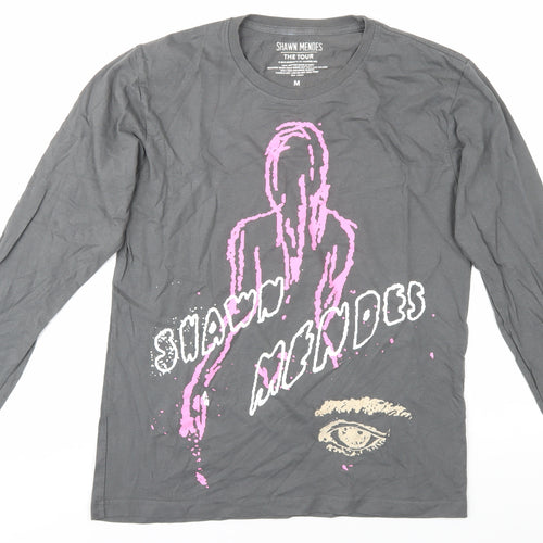 Shawn Mendes Grey Unisex Music Tour T-Shirt M Long Sleeve