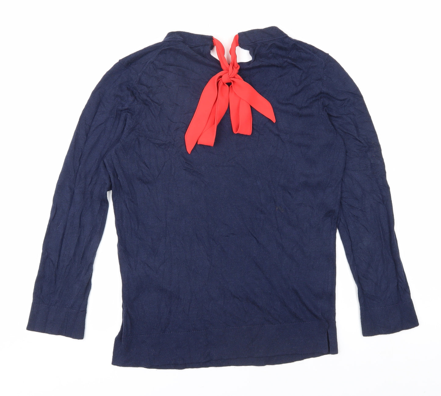 Tommy Hilfiger Women’s Blue Blouse - Size S, Bow Accent