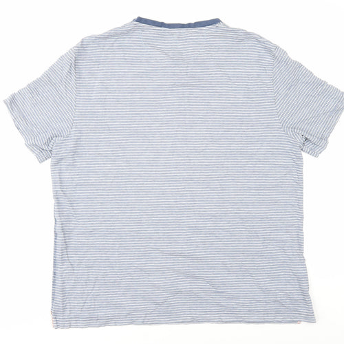 White Stuff Men's Blue Striped Henley T-Shirt XL