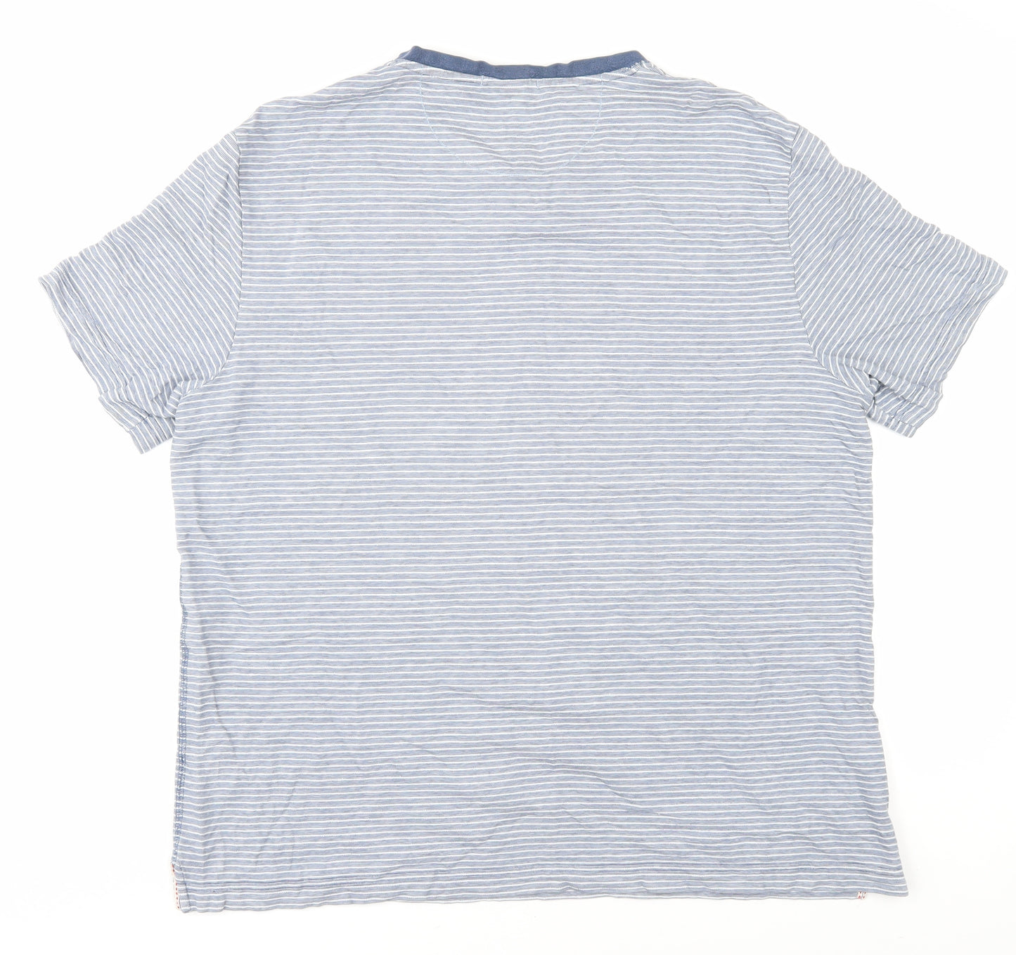 White Stuff Men's Blue Striped Henley T-Shirt XL
