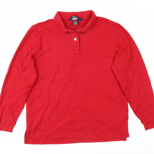 Lands' End Women's Red Polo Shirt M Basic Style