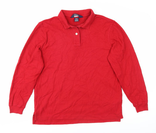 Lands' End Women's Red Polo Shirt M Basic Style