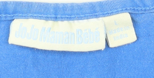 JoJo Maman Bébé Women's Blue Striped Basic T-Shirt L