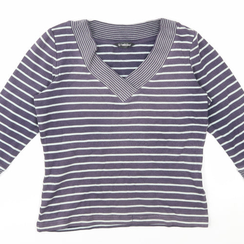 Hawkshead Women's Blue Striped V-Neck T-Shirt Size 12