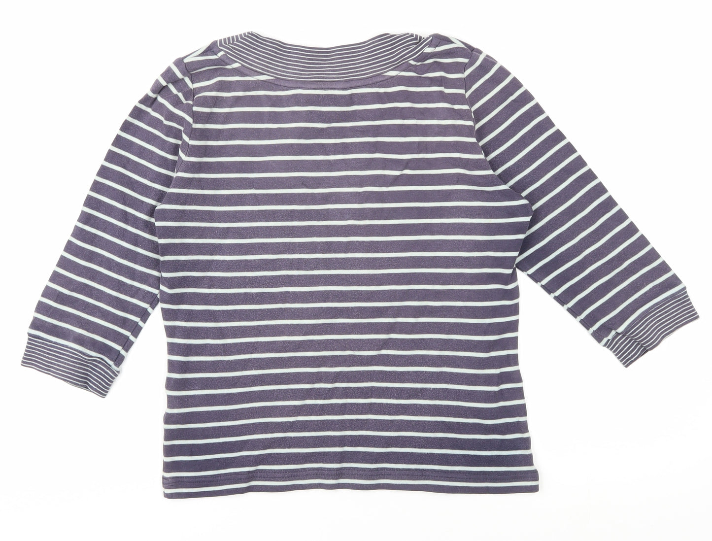 Hawkshead Women's Blue Striped V-Neck T-Shirt Size 12