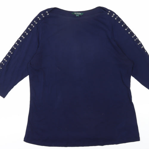 Ralph Lauren Women's Blue 3/4 Sleeve Blouse - XL