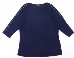 Ralph Lauren Women's Blue 3/4 Sleeve Blouse - XL