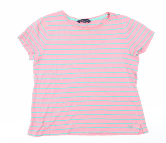 Crew Clothing Women's Pink Striped T-Shirt, Size 12