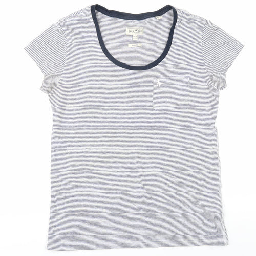 Jack Wills Women's Blue Striped Slim T-Shirt - Size 6