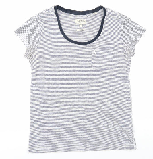 Jack Wills Women's Blue Striped Slim T-Shirt - Size 6