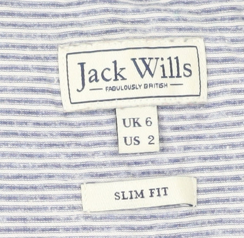 Jack Wills Women's Blue Striped Slim T-Shirt - Size 6