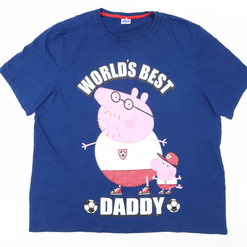 George Men's Blue Peppa Pig Dad T-Shirt 3XL