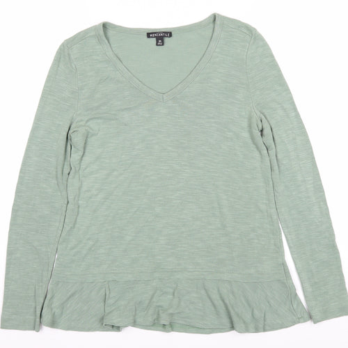 J.Crew Women's Green XS V-Neck Long Sleeve Tee