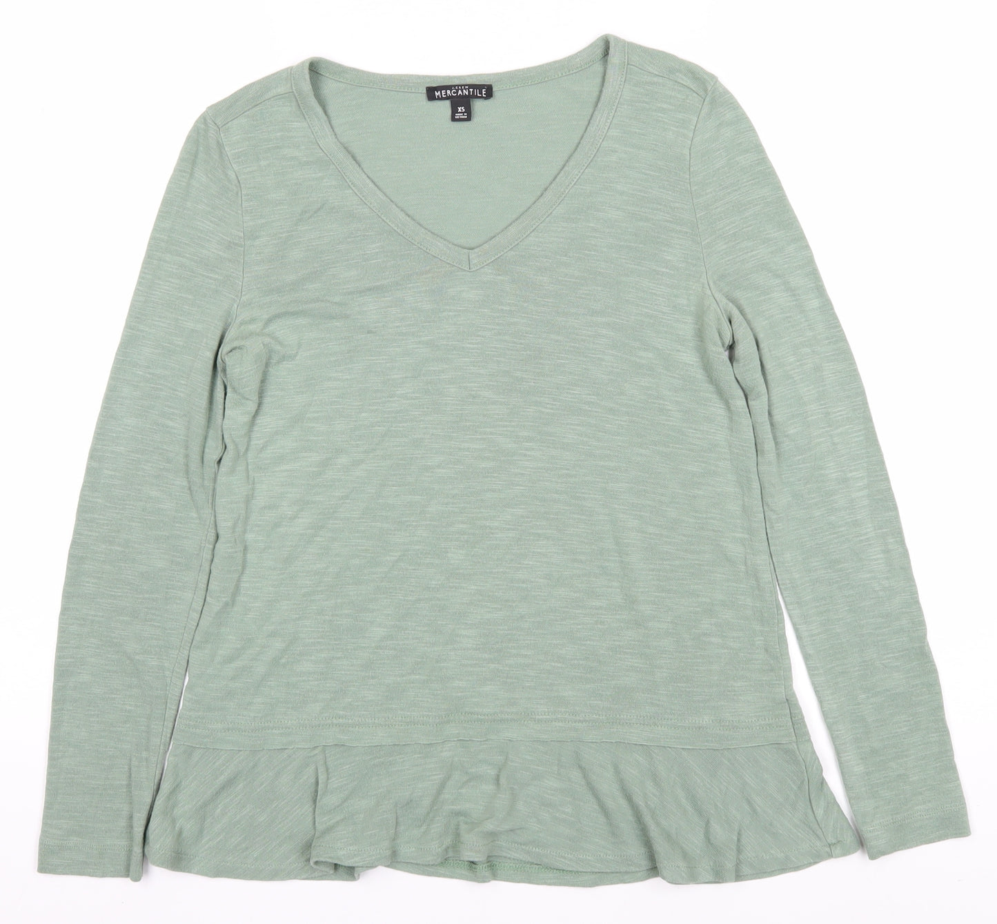 J.Crew Women's Green XS V-Neck Long Sleeve Tee