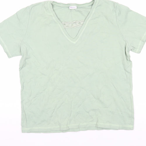 Damart Women's Green V-Neck T-Shirt Size M