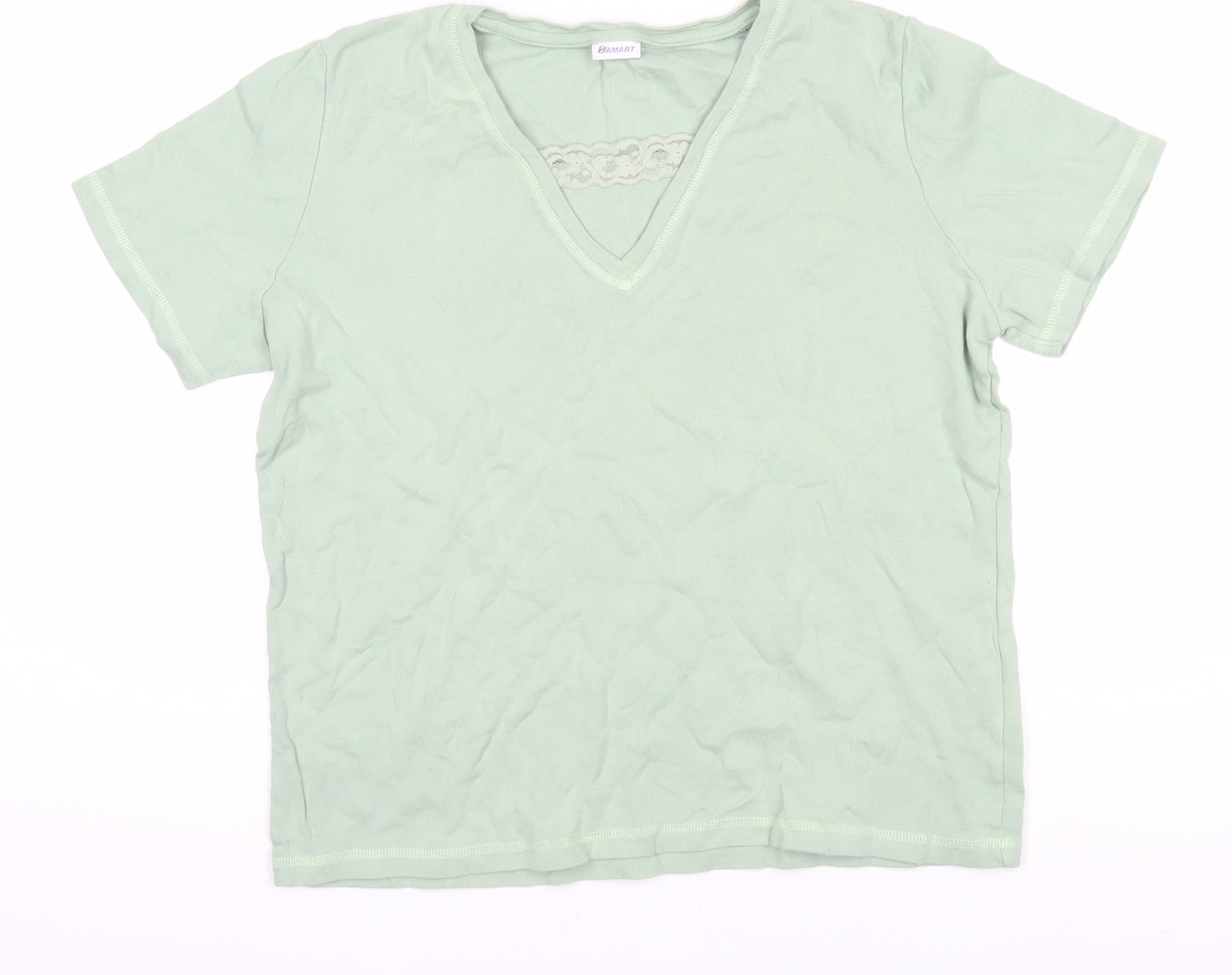 Damart Women's Green V-Neck T-Shirt Size M