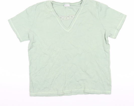 Damart Women's Green V-Neck T-Shirt Size M