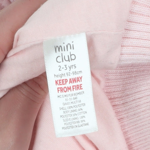 Mini Club Girls Pink Bomber Jacket, Size 2-3 Years