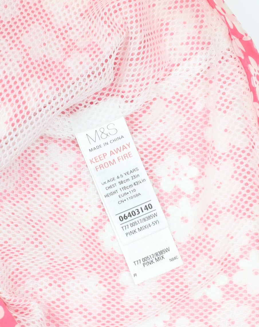 Marks and Spencer Girls Pink Floral Rain Coat, Size 4-5 Years