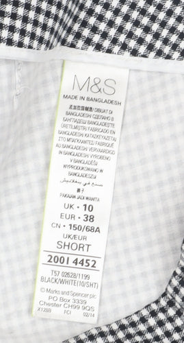 Marks and Spencer Women’s Check Trousers, Size 10, Black/White