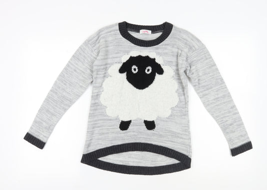 Sophie Girls Grey Sheep Pullover Jumper Age 12-13 Years