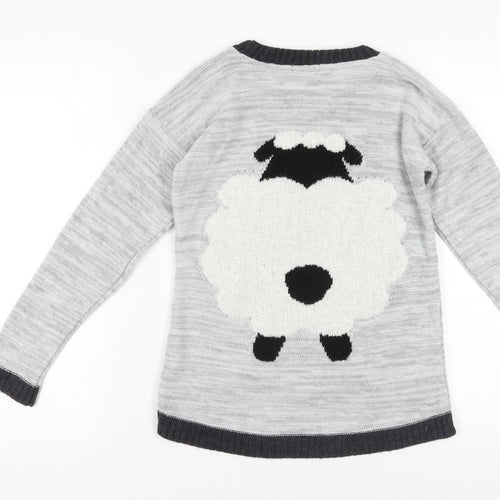 Sophie Girls Grey Sheep Pullover Jumper Age 12-13 Years