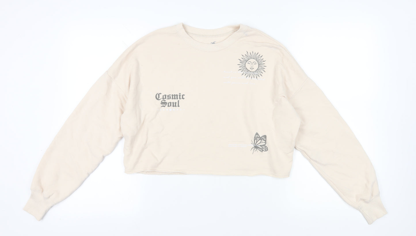 Hollister Women's Beige Pullover XS Graphic Sweatshirt