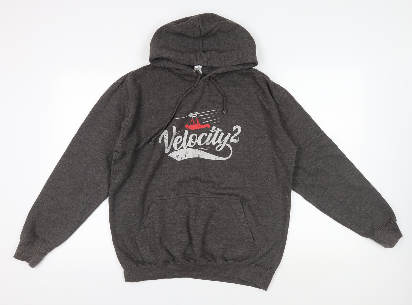 Just Hoods Unisex Grey Pullover Hoodie, Size L