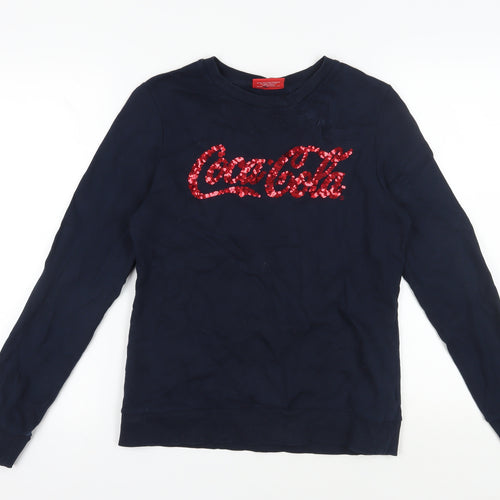 Coca-Cola Women's Blue Sequin Pullover Sweatshirt Size 6