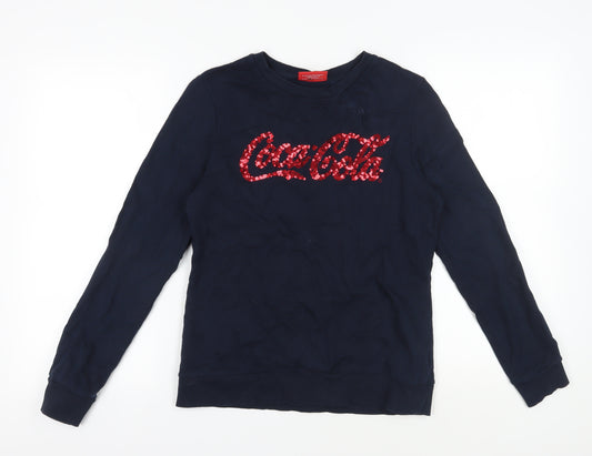 Coca-Cola Women's Blue Sequin Pullover Sweatshirt Size 6