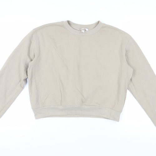 H&M Women's Beige Pullover Sweatshirt, Size 12