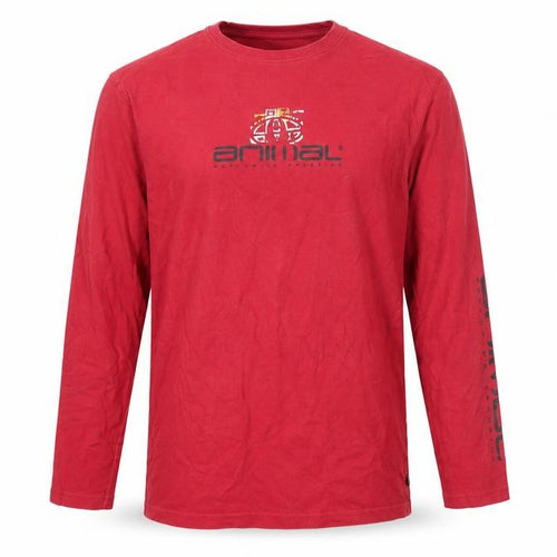 Animal Boys Red Long Sleeve T-Shirt, L, Graphic Logo