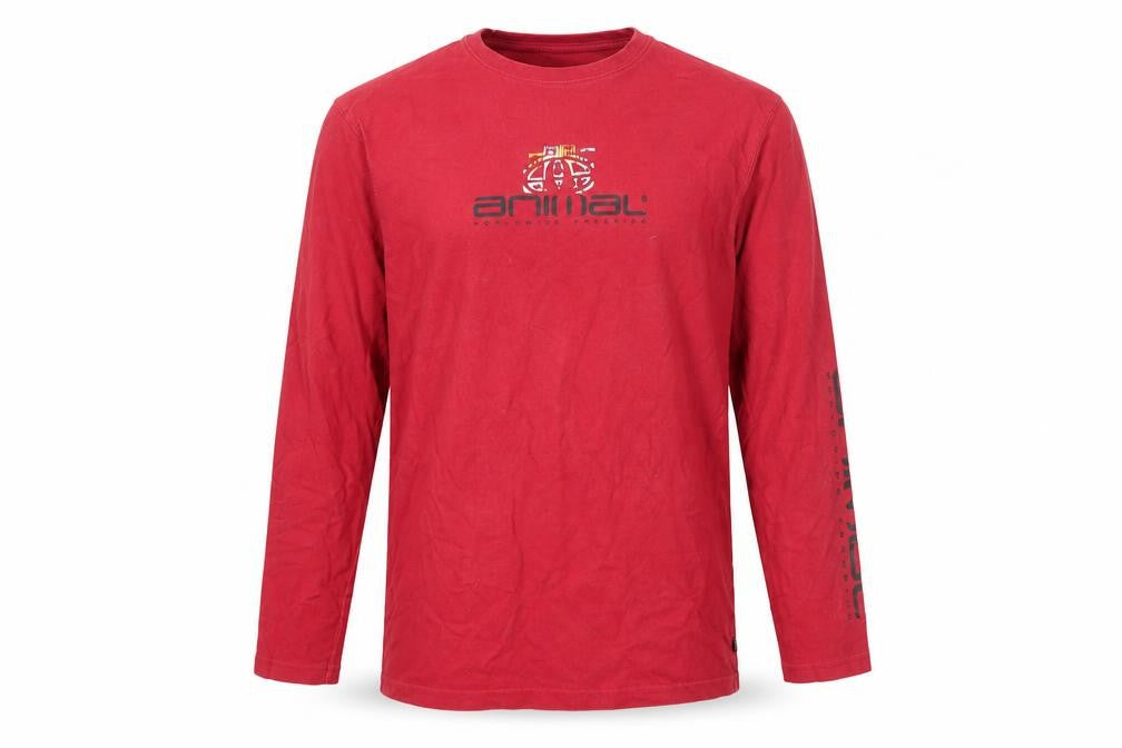 Animal Boys Red Long Sleeve T-Shirt, L, Graphic Logo