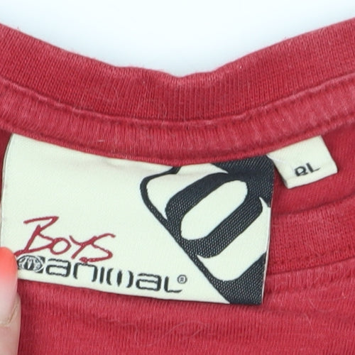 Animal Boys Red Long Sleeve T-Shirt, L, Graphic Logo