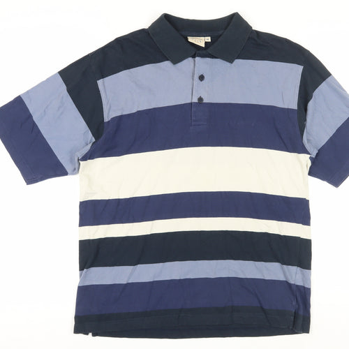 Casual Club Men's Blue Striped Polo Shirt - Size M