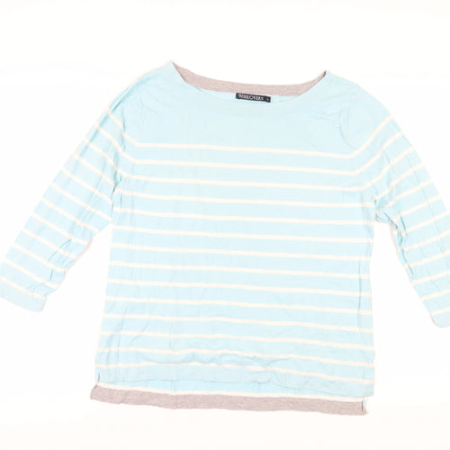 WoolOvers Women's Blue Striped Pullover Jumper, Size L