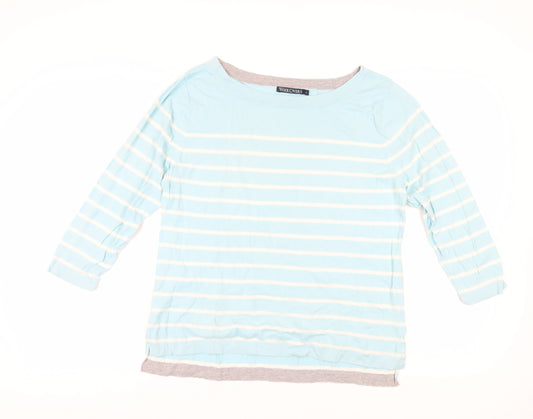 WoolOvers Women's Blue Striped Pullover Jumper, Size L